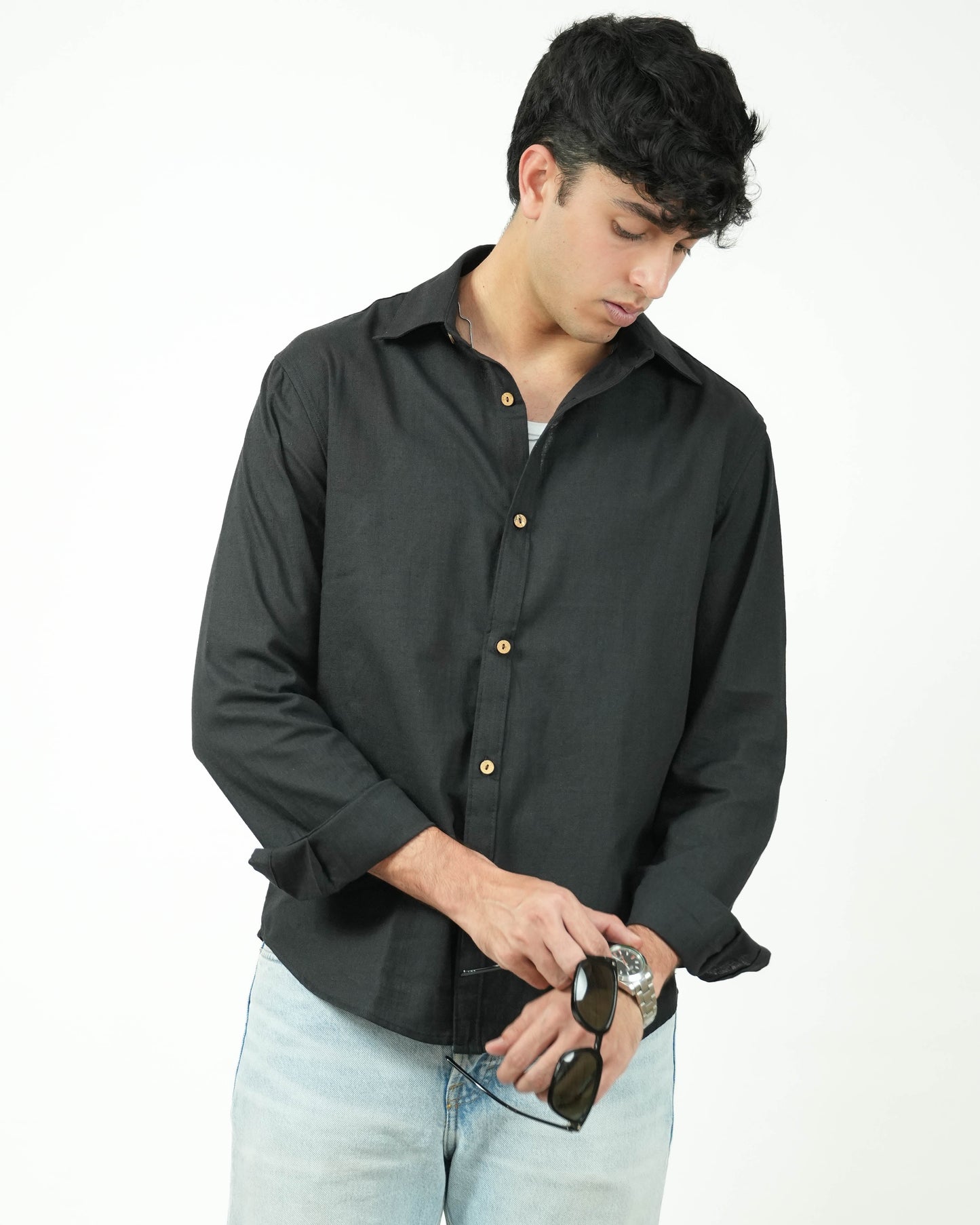 Black Kiro Full-Sleeved Shirt