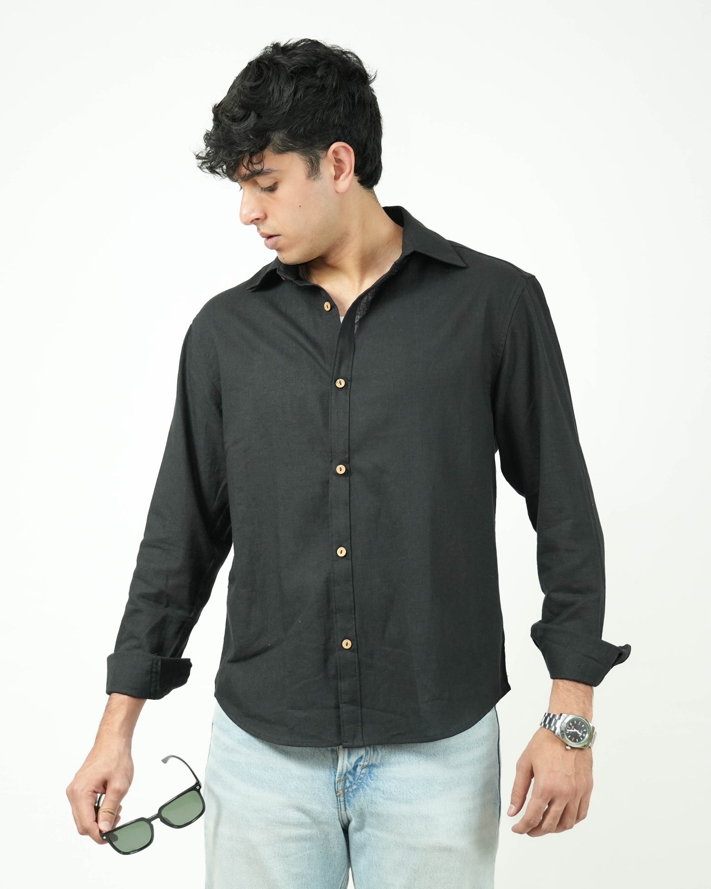 Black Kiro Full-Sleeved Shirt