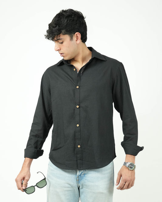 Black Kiro Full-Sleeved Shirt