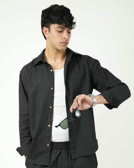 Black Kiro Half-Sleeved Shirt