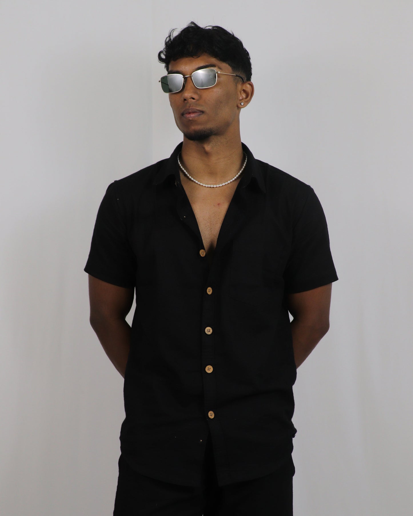 Black Kiro Half-Sleeved Shirt