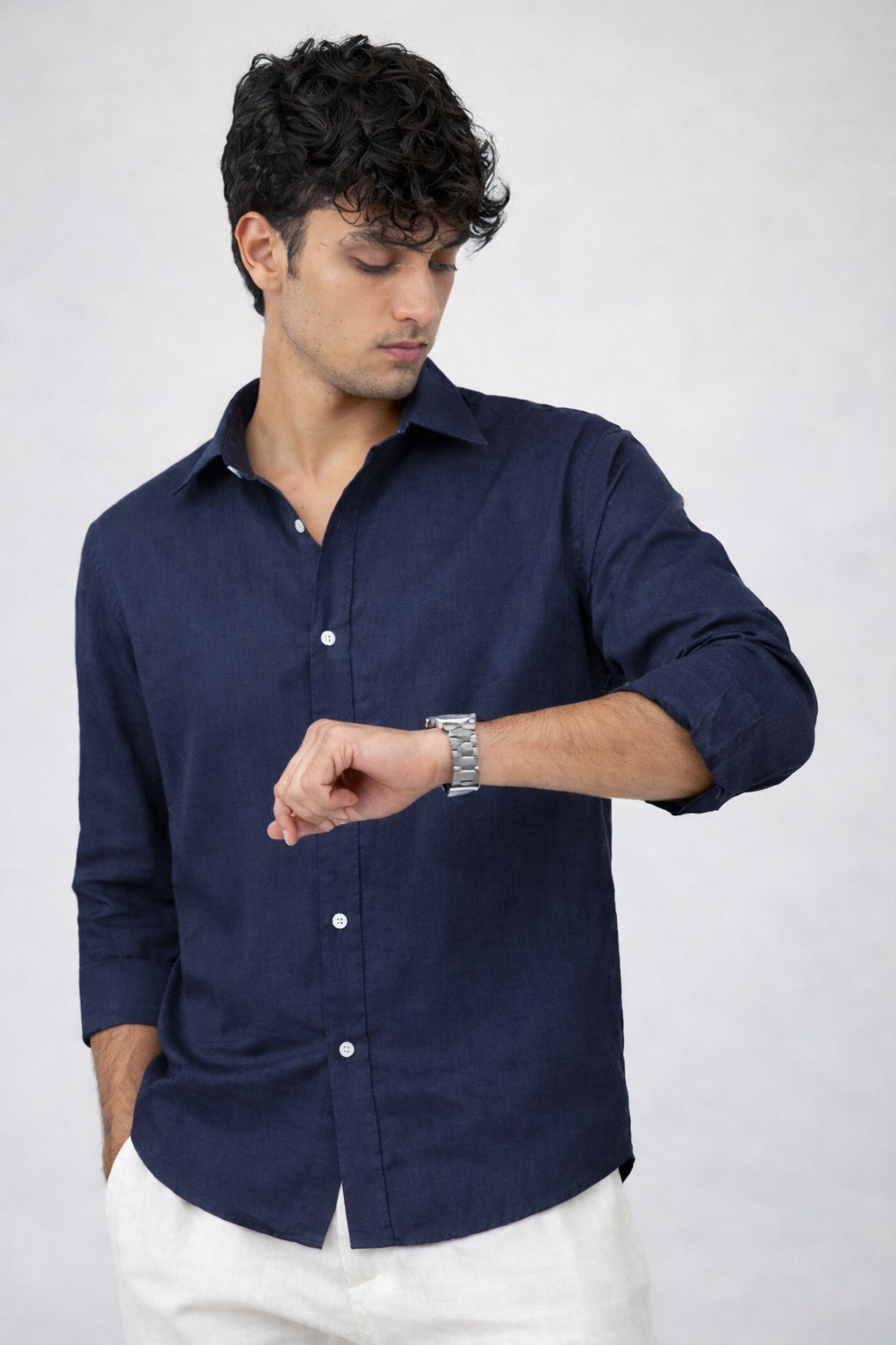 Navy Blue Kiro Full-Sleeved Shirt