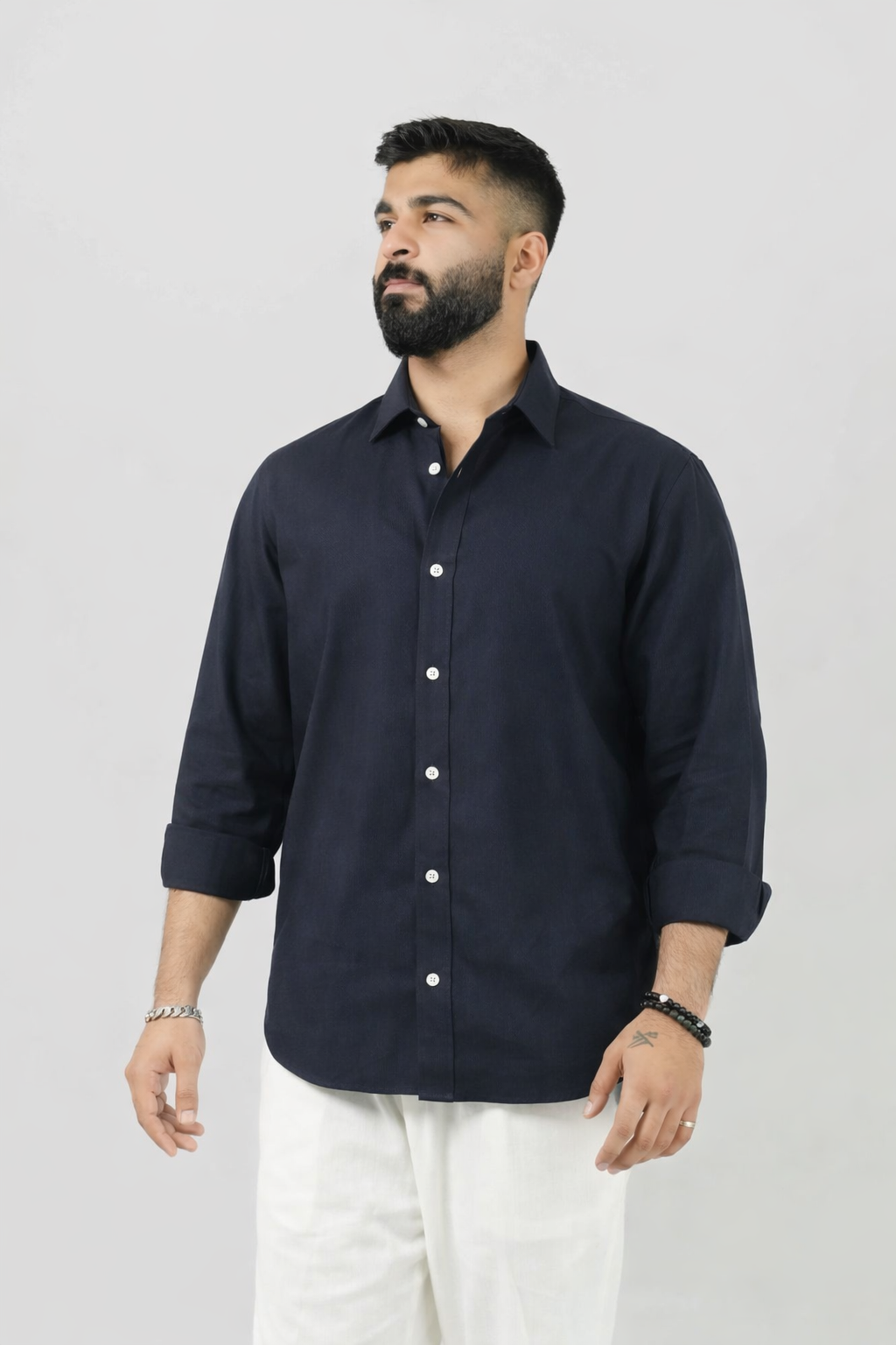 Navy Blue Kiro Full-Sleeved Shirt