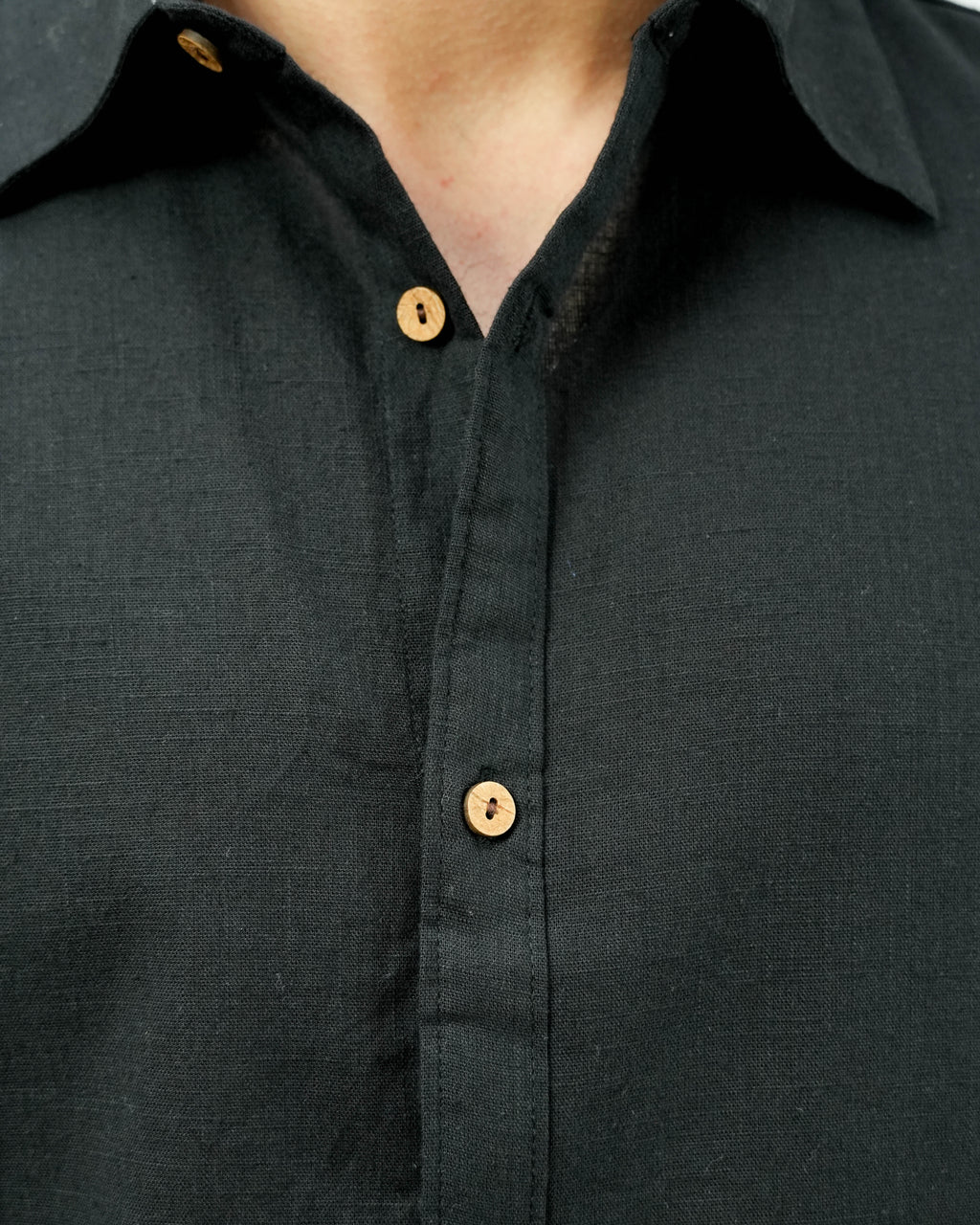 Black Kiro Half-Sleeved Shirt