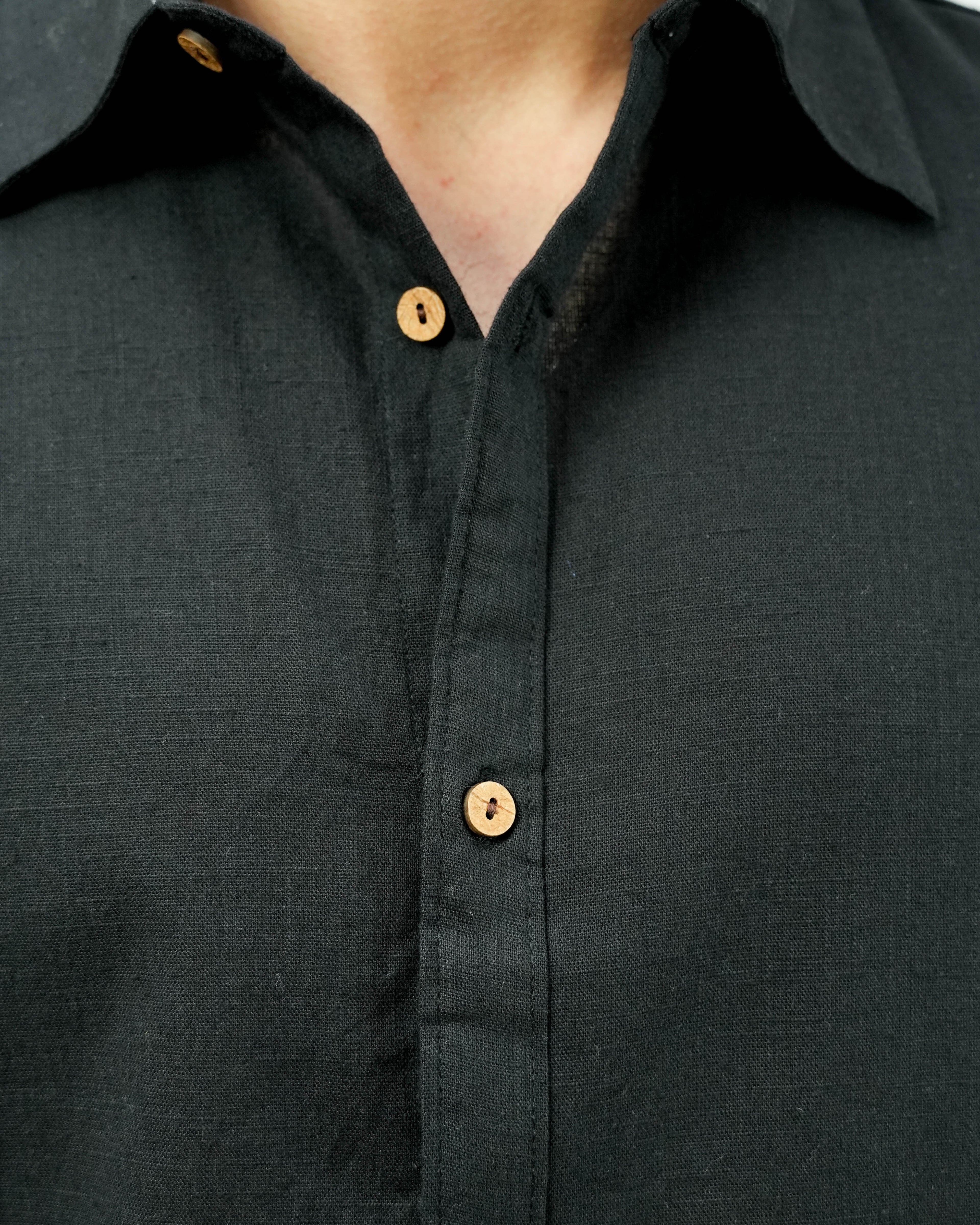 Black Kiro Half-Sleeved Shirt