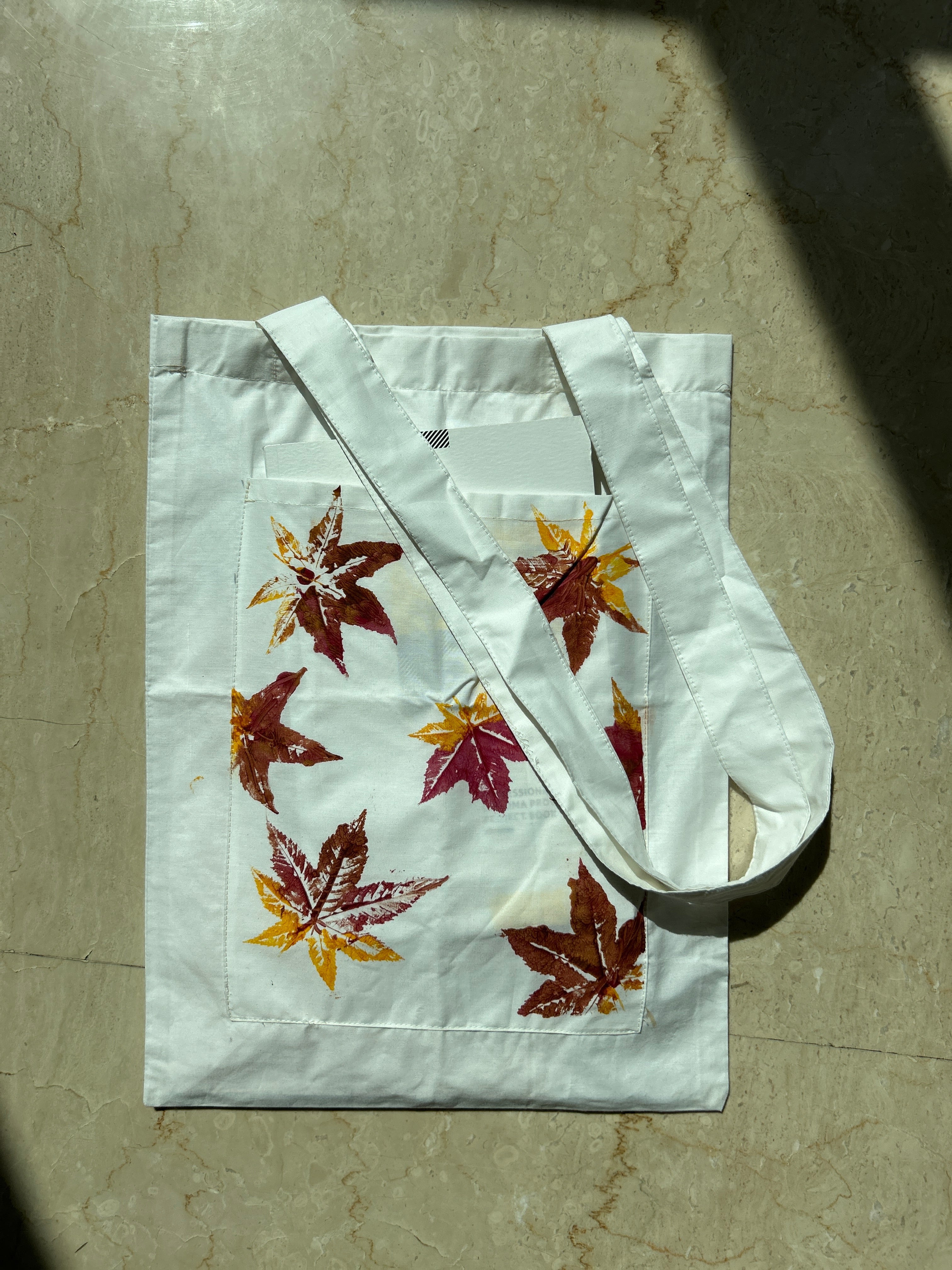 White Leaf Print Ira Tote