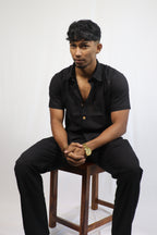 Black Kiro Half-Sleeved Shirt