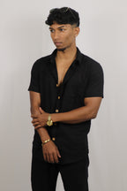Black Kiro Half-Sleeved Shirt