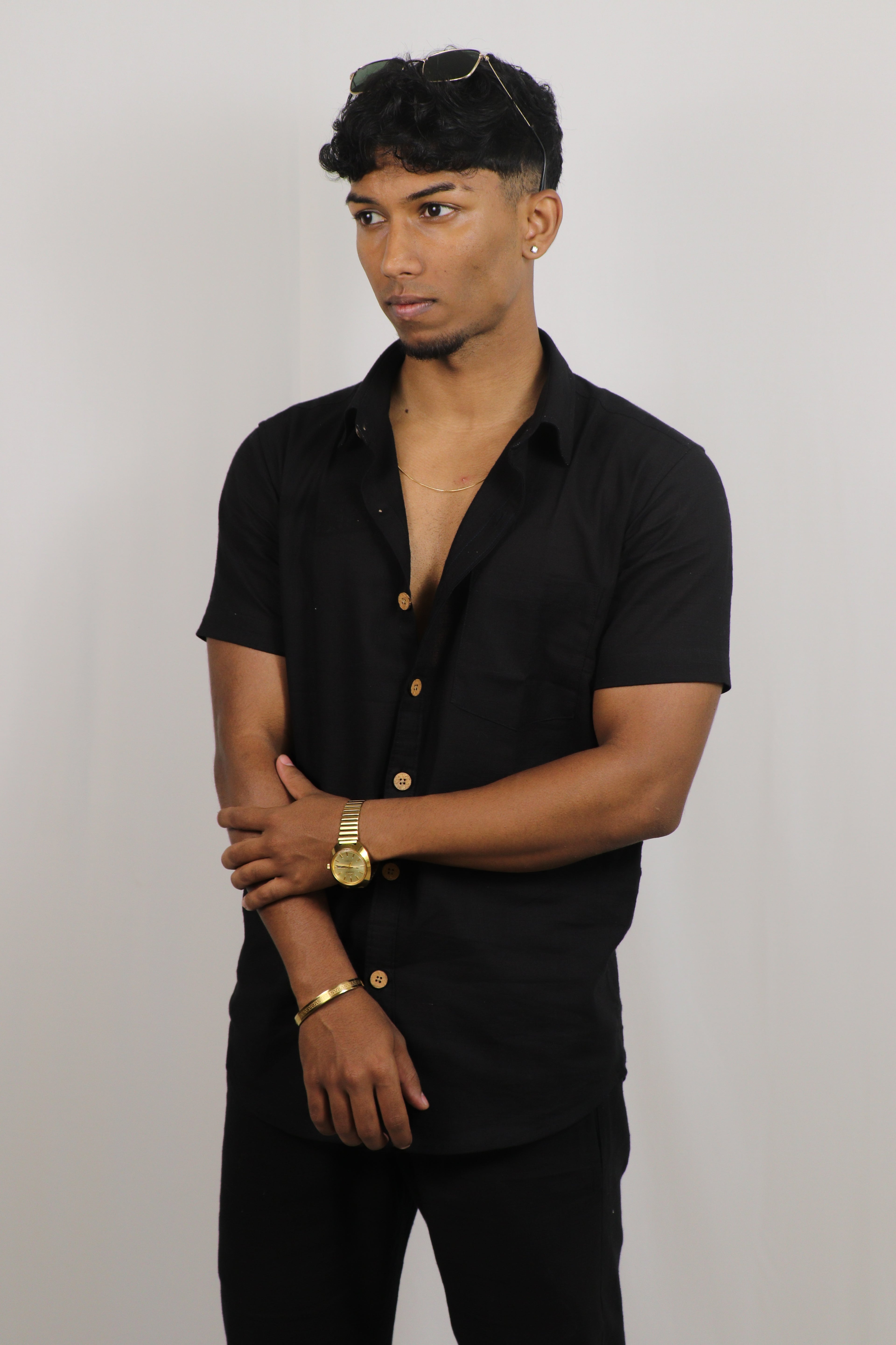 Black Kiro Half-Sleeved Shirt