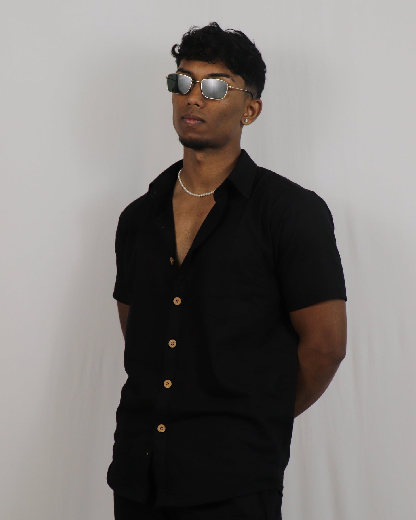 Black Kiro Half-Sleeved Shirt