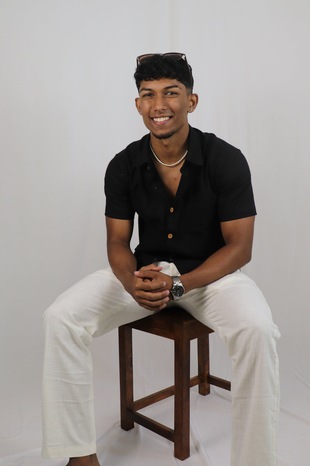 Black Kiro Half-Sleeved Shirt