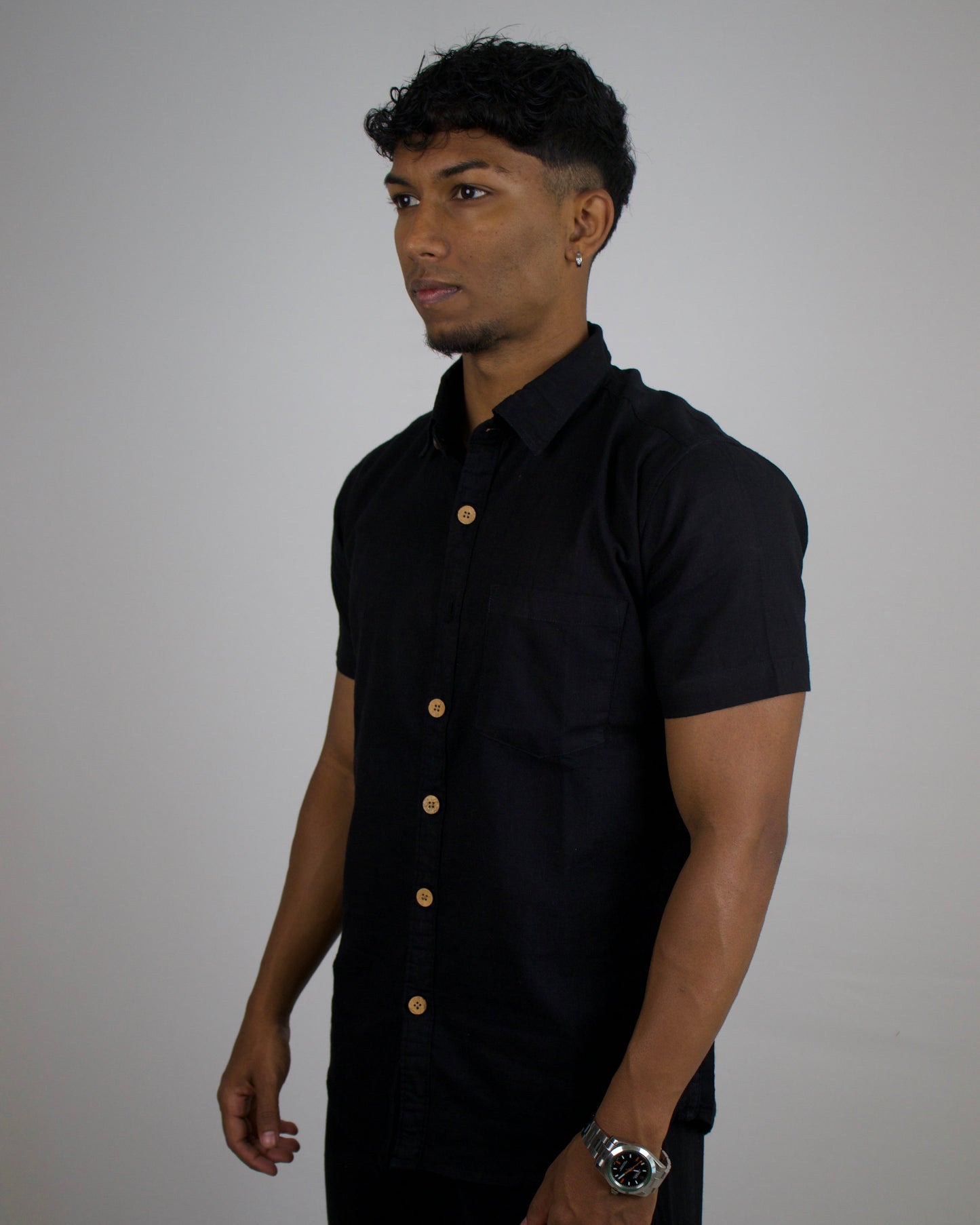 Black Kiro Half-Sleeved Shirt