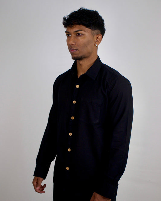 Black Kiro Full-Sleeved Shirt