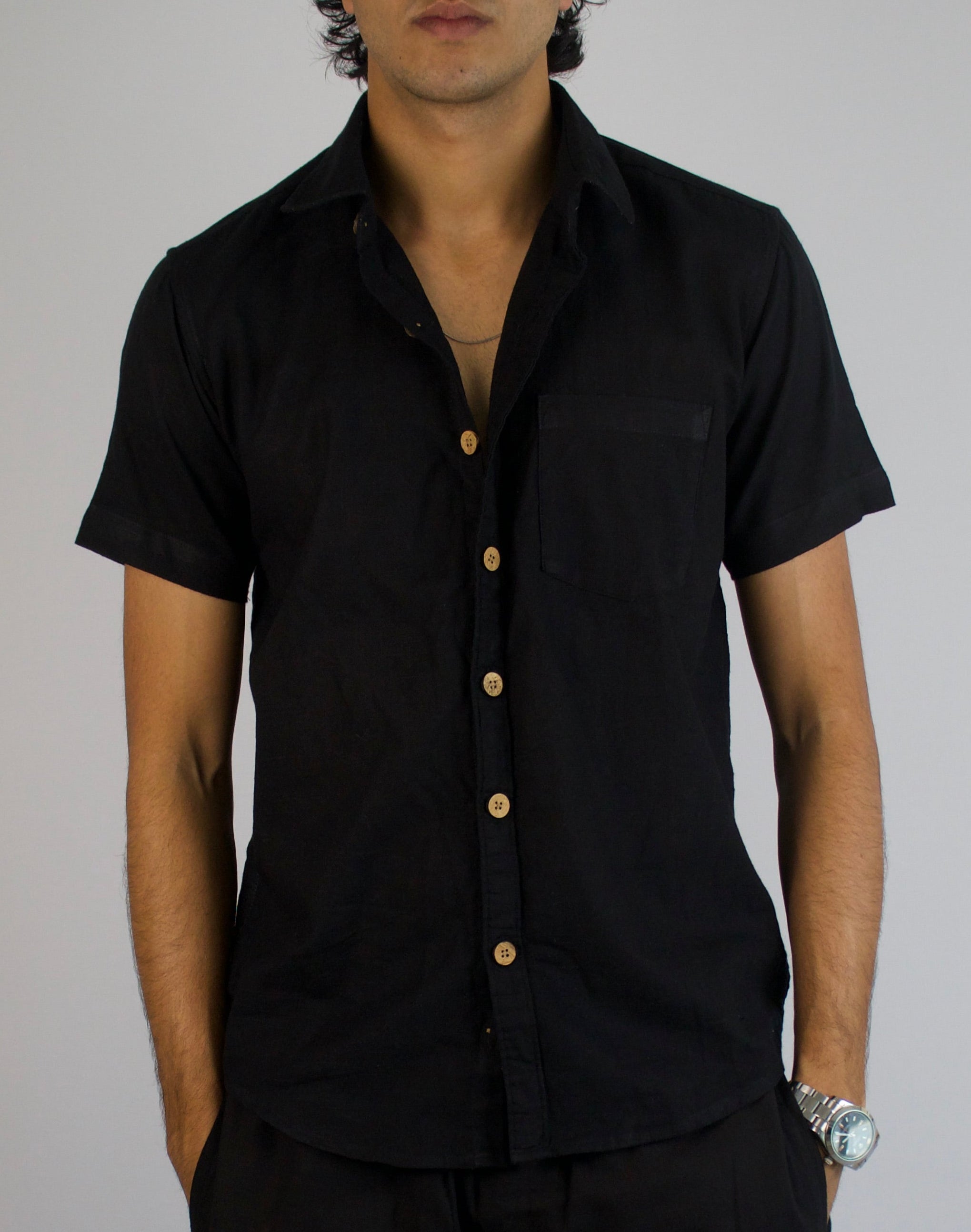 Black Kiro Half-Sleeved Shirt